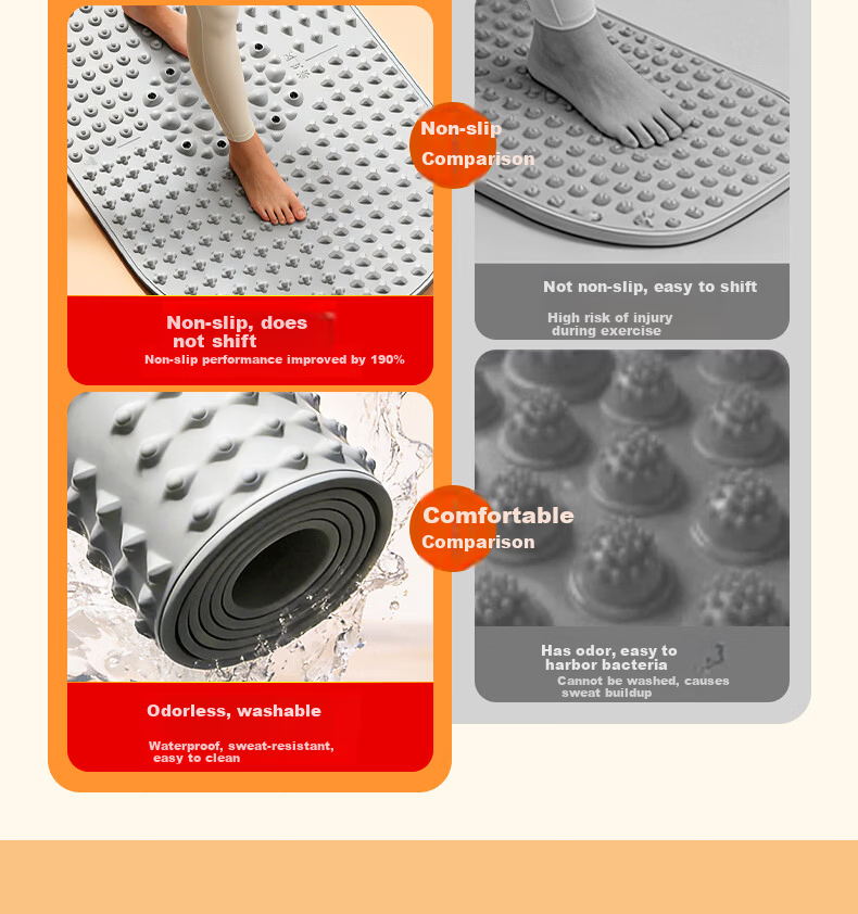 PEAK Five-Zone Soft Rubber Acupressure Foot Massage Mat Slow Running Foot Sole Acupoint Silicone Circulation Pad 3