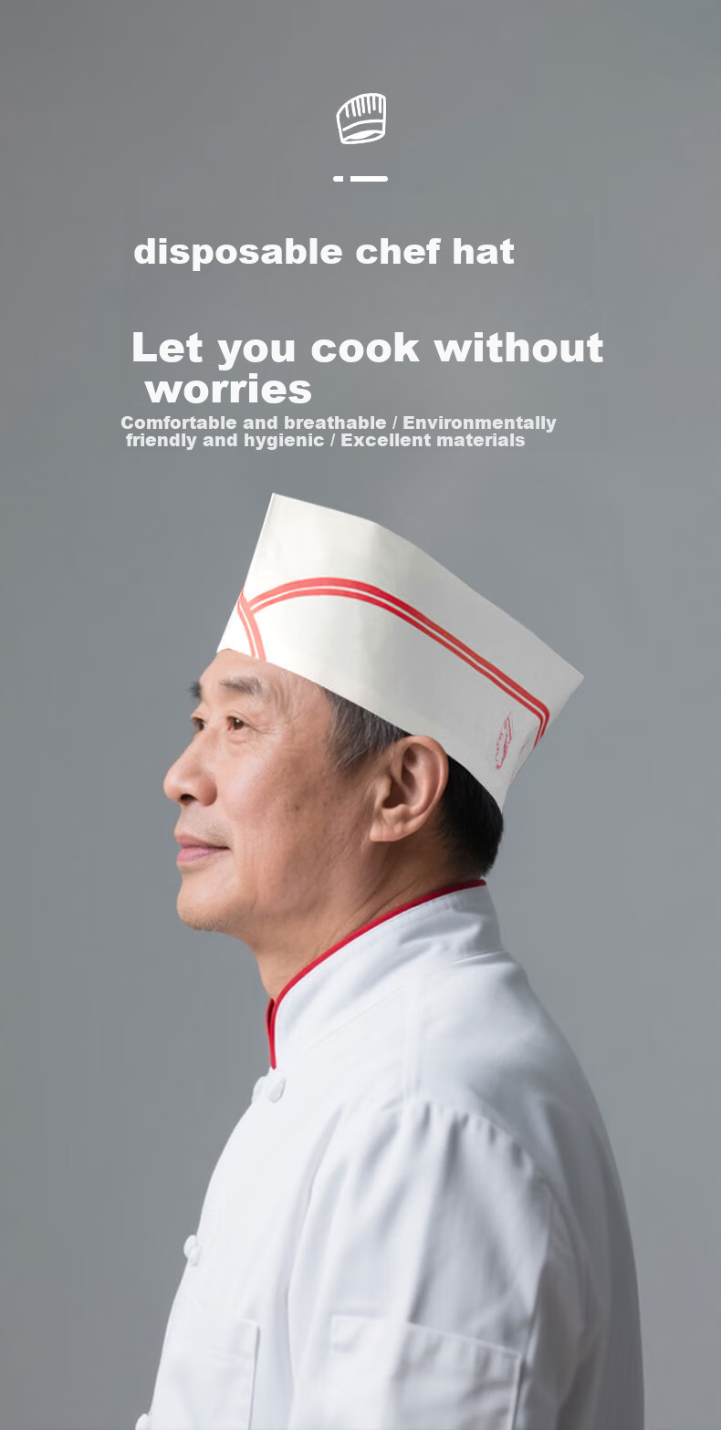 Mandelai Disposable Chef Hats Paper Kitchen Hotel Work Caps Short Chef Caps Boat Caps [40 pcs/pack] 1