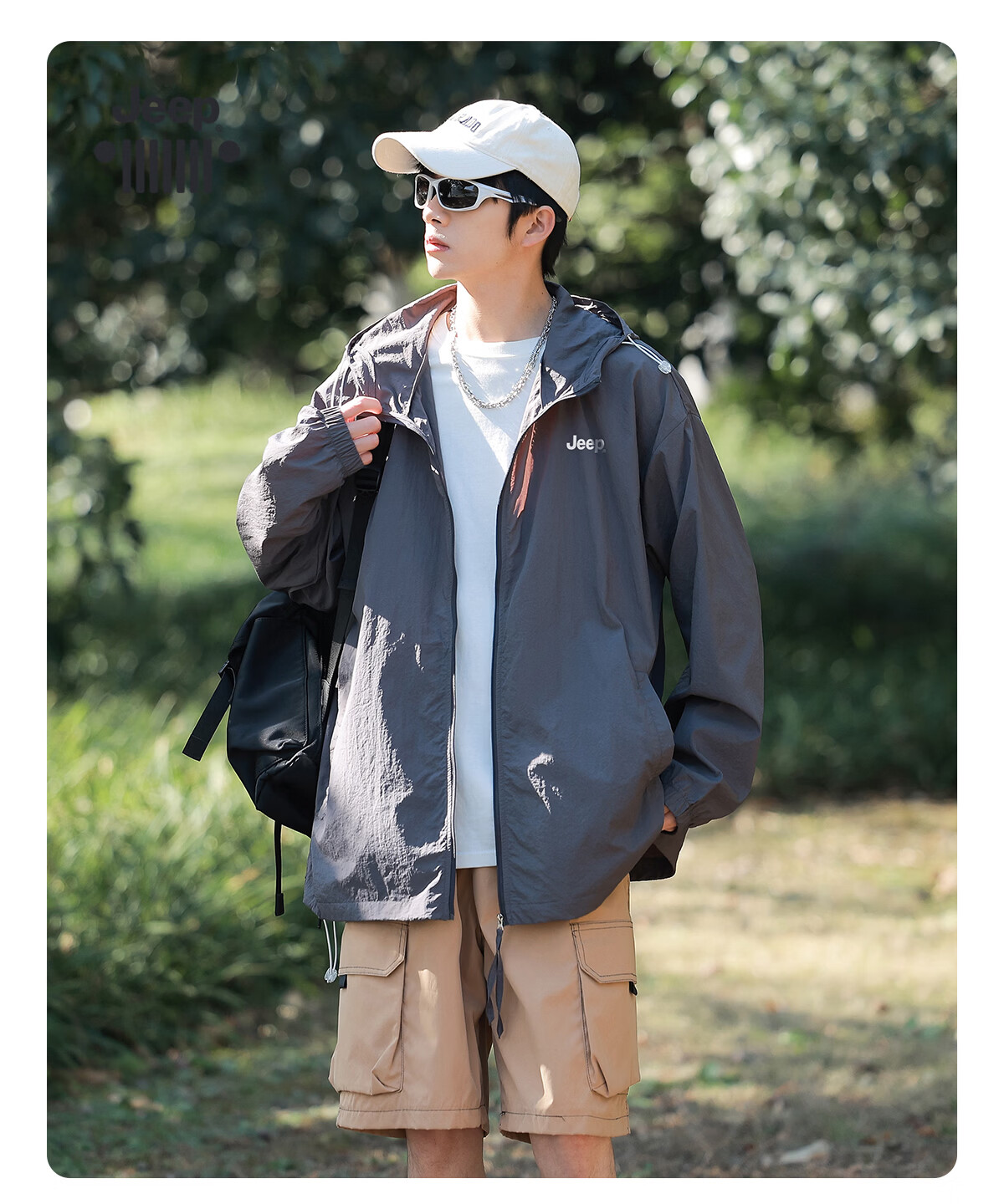 JEEP Summer Breathable Sun Protection Jacket Ice Silk Outdoor Sports Skin Jacket for Men and Women Couples 4XL Rock Gray 20