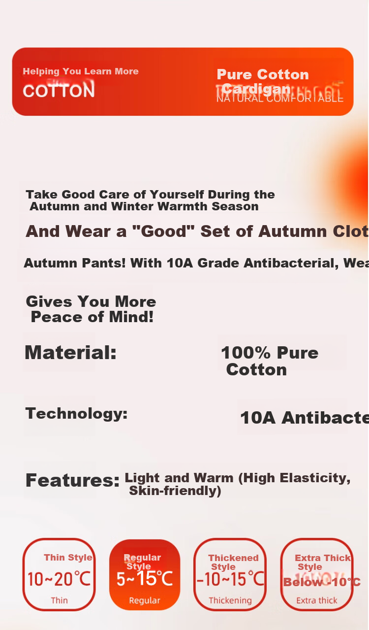 Caiyue Middle-aged and Elderly Men's Cardigan Dad Warm Underwear 100% Cotton 10A Antibacterial Elderly Autumn Shirt and Pants Set 2