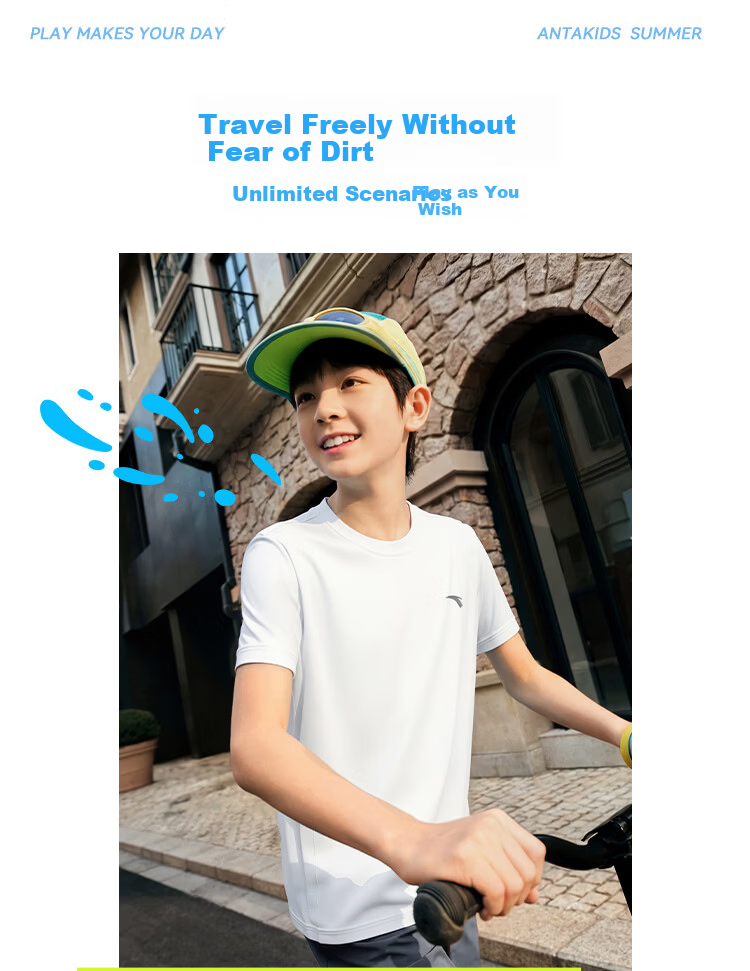 Anta Kids Short Sleeve T-Shirt Sports Quick-Dry Boys Summer 2026 Outdoor Short Tee Girls Easy-Care TA72625110 12