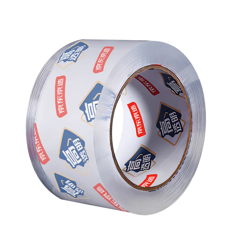 JD Jingzao High Quality Transparent Packing Tape 48mm x 100y x 50μm (91.4m/Roll) Express Packaging Tape for Factory Warehouse Home Office Single Roll