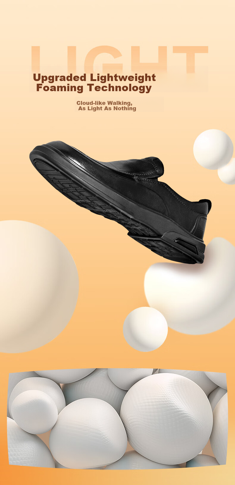 HLA Men's Slip-On Leather Shoes Soft Sole Comfortable Durable Casual HAAPXM1DBA040 Black Size 44 3