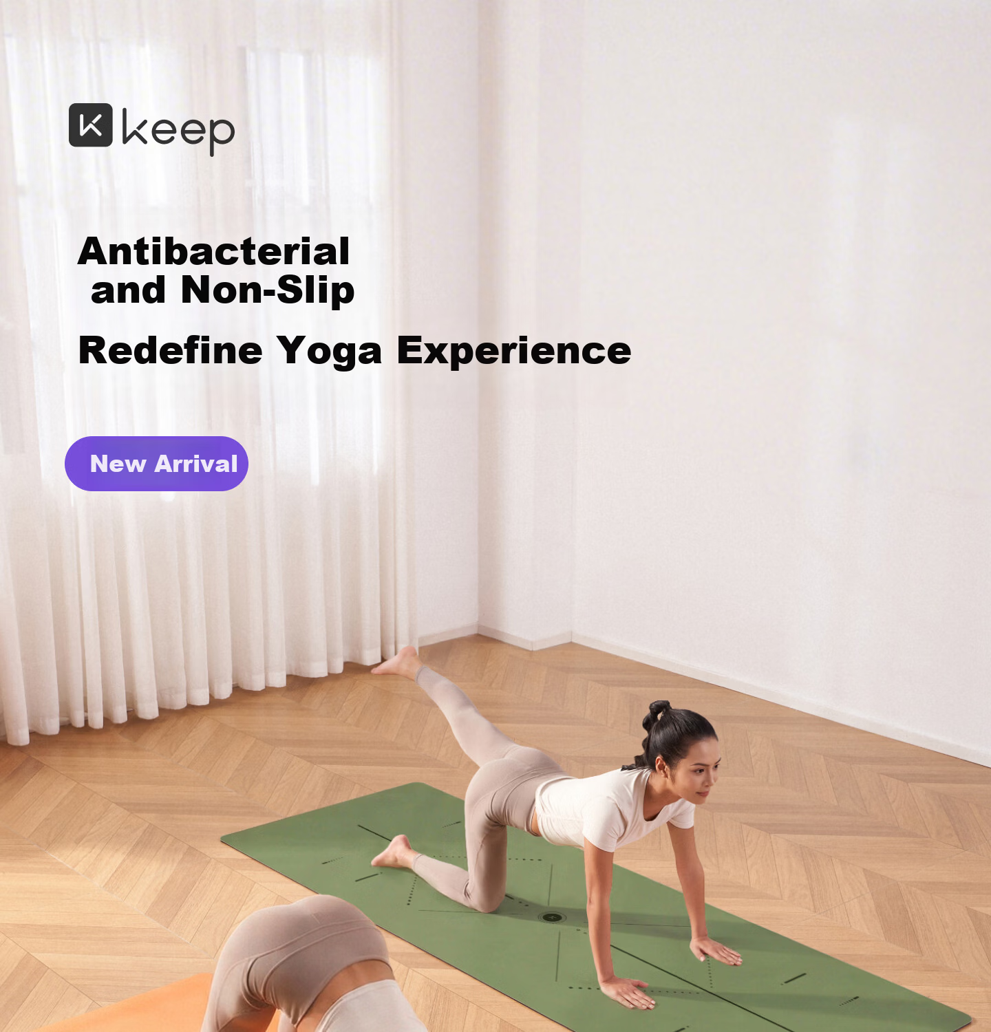 Keep Antibacterial Yoga Mat 2026 New Professional Non-Slip Natural Rubber Fitness Home Women Shock Absorption Soundproof Mat Starry Orange 3
