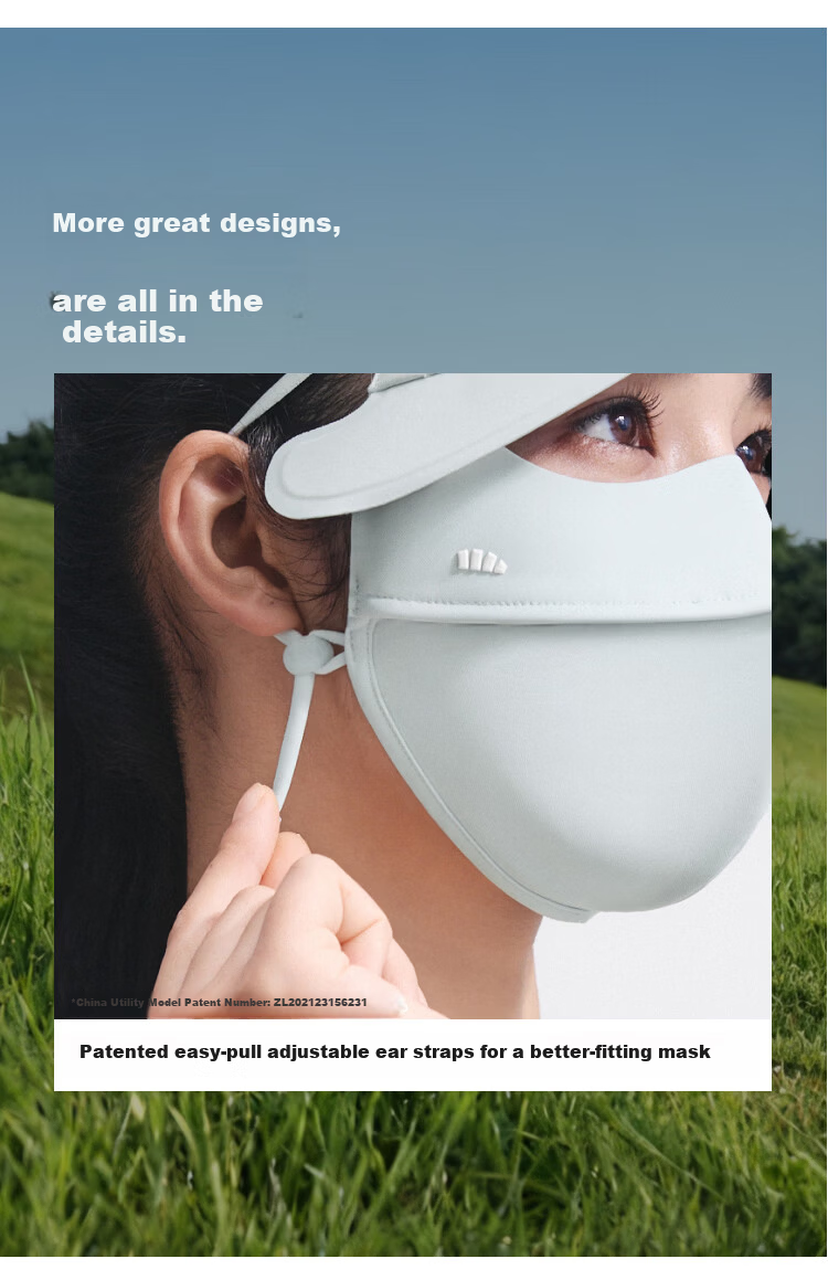 Beneunder Women's Full Face Sun Protection Swim Mask with Brim UV Protection Face Cover 16