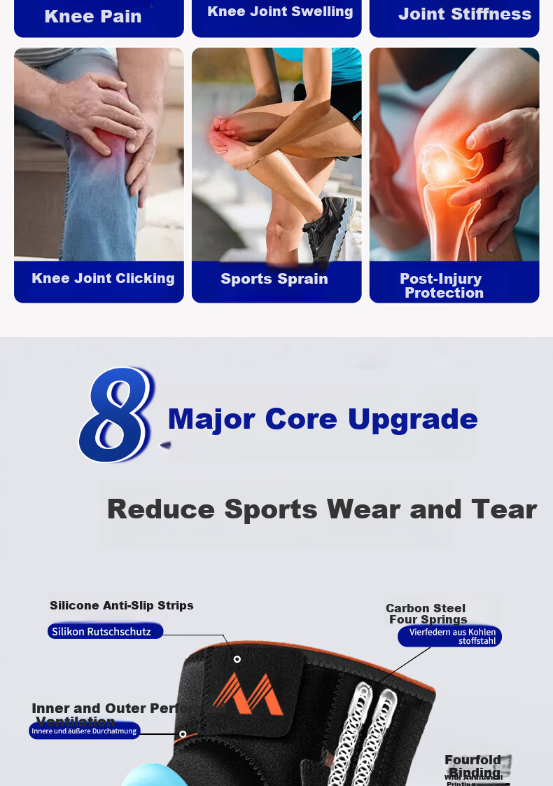Bamier Knee Brace Sports Mountaineering Running Basketball Professional Protective Knee Support Men Medical Use for Meniscus Ligament Patella Injury 4