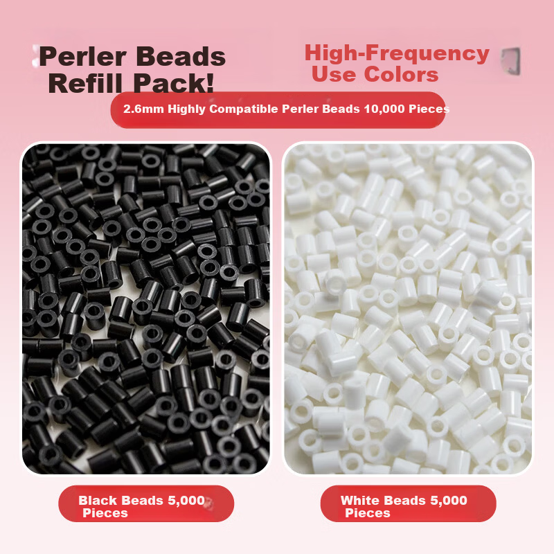 Danmiqi 2.6mm Black and White MARD Beads Refill Pack DIY Puzzle Fusion Beads Gift for Girls