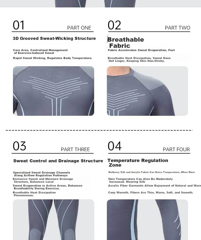 LangSha Ski Quick-Dry Thermal Underwear Men Marathon Running Set Outdoor Sports Skiing Mountaineering Compression Quick-Dry Underwear 9
