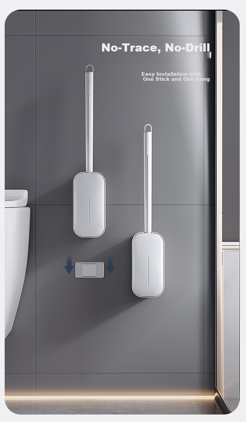 COODORA Disposable Toilet Brush Wall-Mounted No Drilling 36 Replacement Heads Cleaning Tool 14