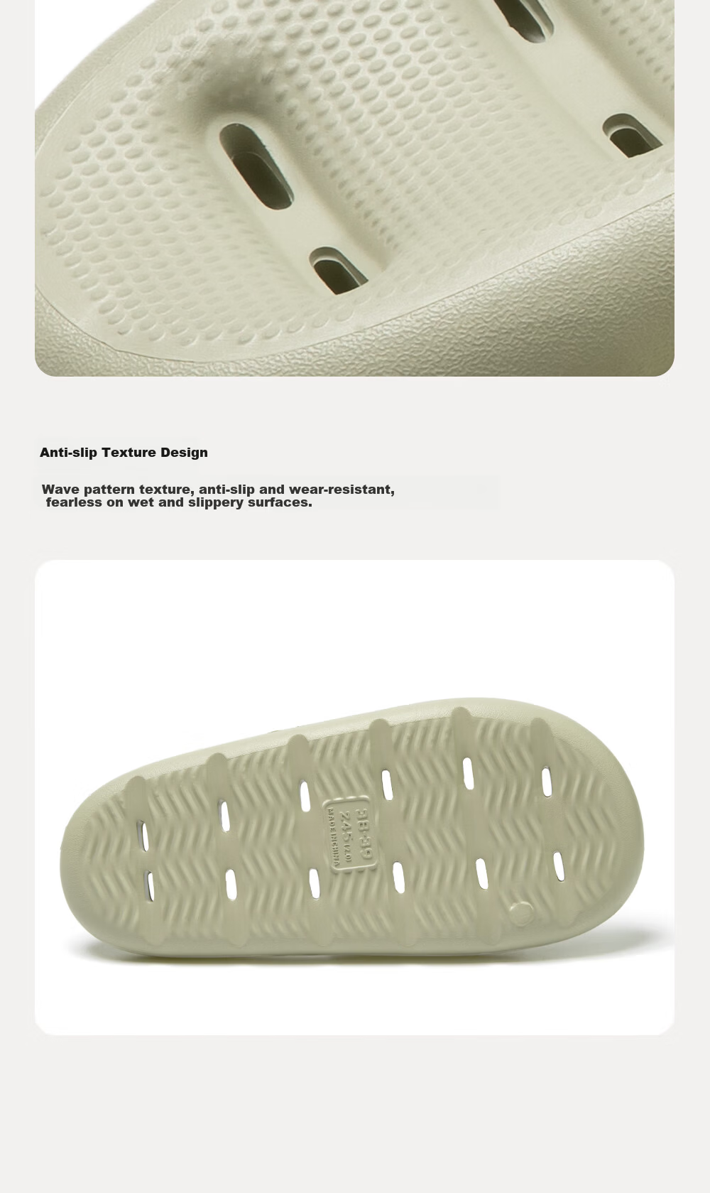 Puxi Summer Bathroom Slippers Indoor Water-Draining EVA Non-Slip Shower Home Cloud White Size 38-39 14