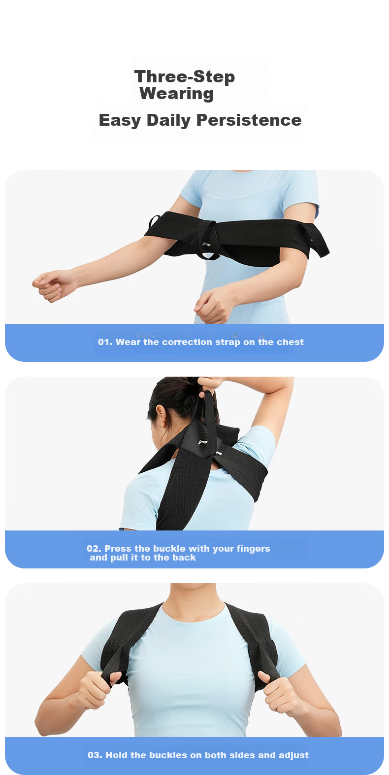 LI-NING Hunchback Posture Corrector for Adults Unisex Shoulder Brace Back Straightener Posture Support Strap 7