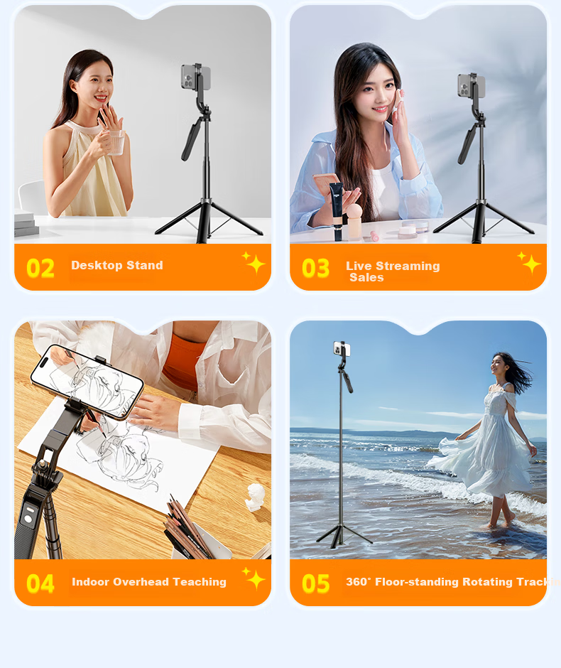 Zhiguozhe 1.8m Aluminum Alloy Selfie Stick Phone Holder Floor Stand 360° Rotation Anti-Shake Follow Shooting Automatic Tripod Portable Travel 2026 New Model 23