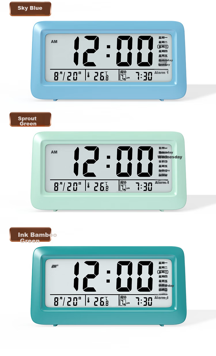 Compas Multifunctional Electronic Alarm Clock Student Wake-Up Device Powerful Wake-Up Children's New Smart Alarm Clock Sky Blue Children's Day Gift Back to School Essential 7