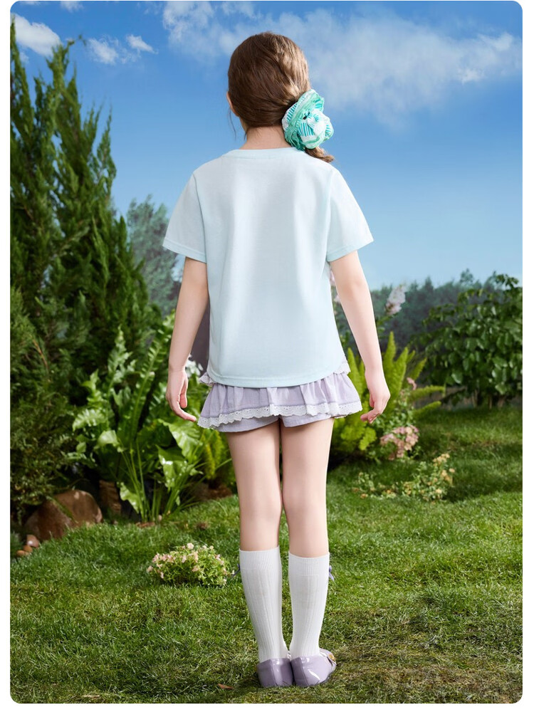 ASK JUNIOR Kids Short Sleeve 2026 Summer Sweet Cute Printed T-Shirt Girls Top Mint Green 150 16