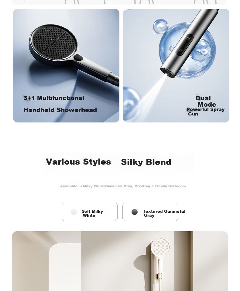 SSWW Shower Set Small Apartment Digital Display All-Copper Bathroom Split Simple Piano Key Pressurized Shower TS9 4