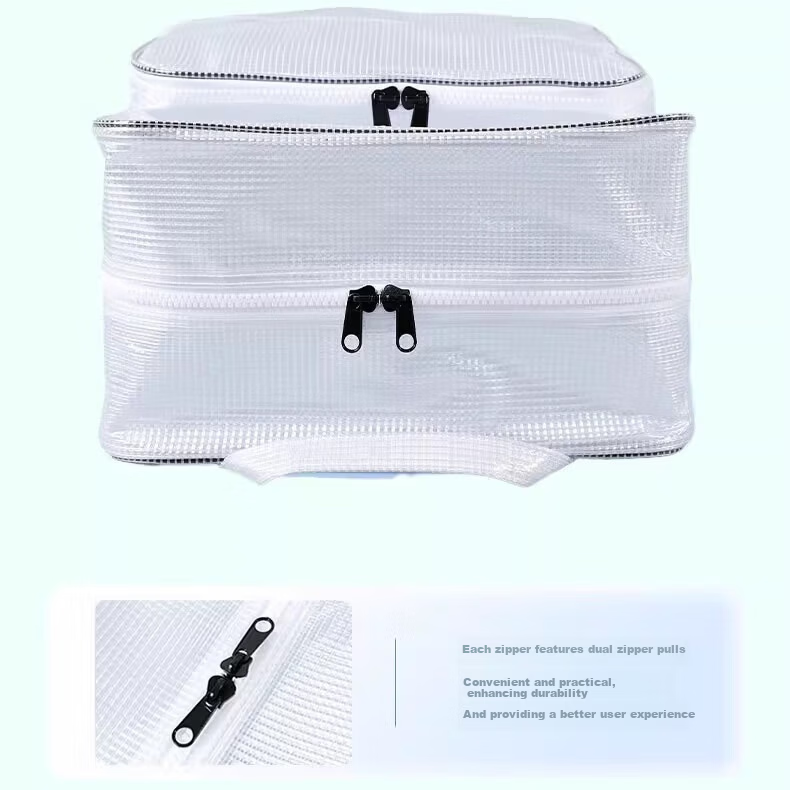 BAIGE Full PVC Dust-Free White 17-Inch Small White Mesh Dust-Free Room Workshop Storage Transparent Backpack Tool Bag