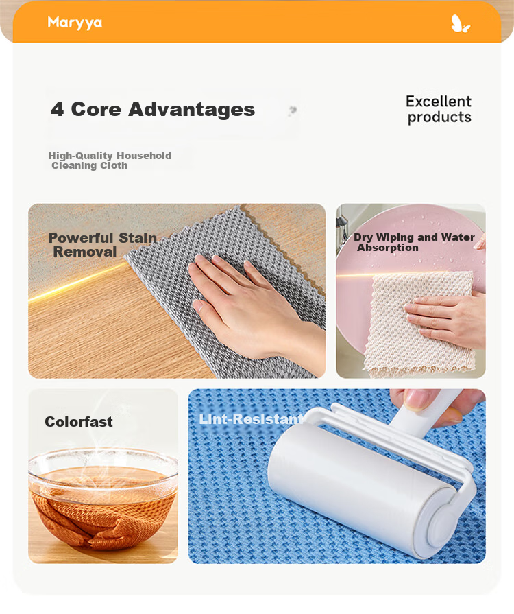 MARYYA Ultra-Fine Microfiber Cleaning Cloth, 30*30cm, 10 Pieces, for Glass Cleaning, Housekeeping, Professional Use, Absorbent, Lint-Free, No Shedding 2