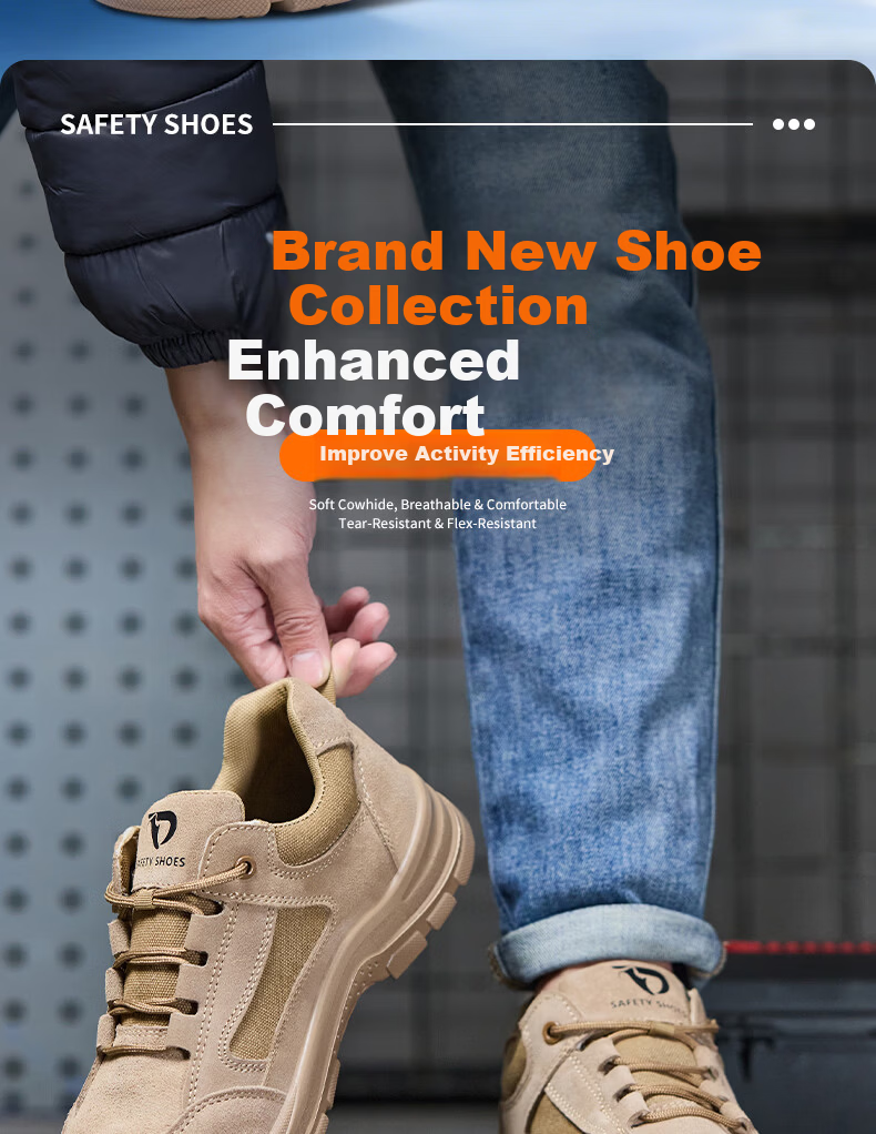 FUCHENG Men's Breathable Steel Toe Safety Work Shoes Anti-Smash Anti-Puncture Lightweight Durable Solid Construction Site Safety Shoes 573 Size 37 4