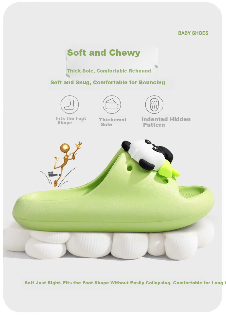 TUDOUWU Kids Slippers Boys Girls Indoor Outdoor Non-Slip Soft Sole Sandals Panda Green Size 38 2