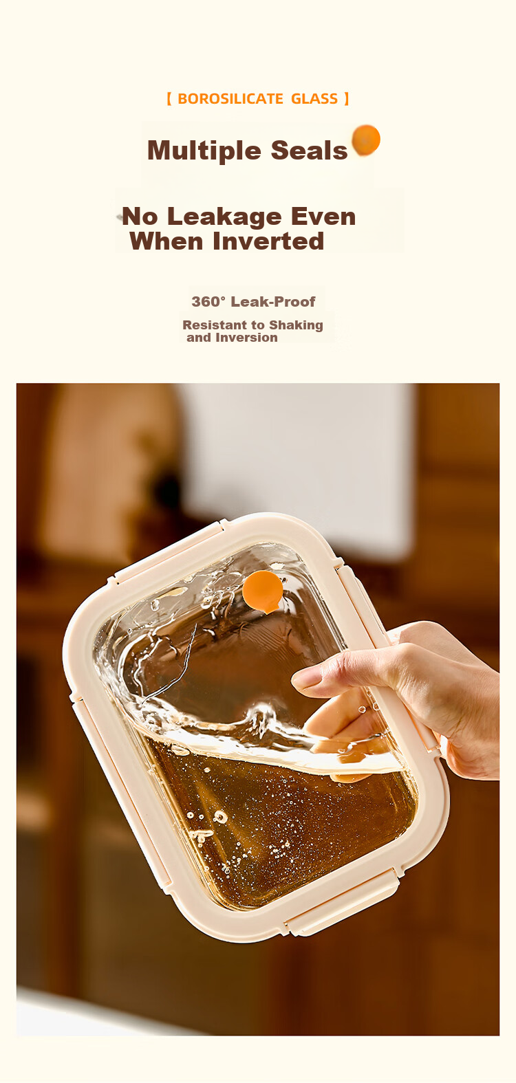 Cilock Heat-Resistant Glass Lunch Box for Office Workers Microwaveable Bento Box Glass Food Storage Container (with Utensil Bag) 7