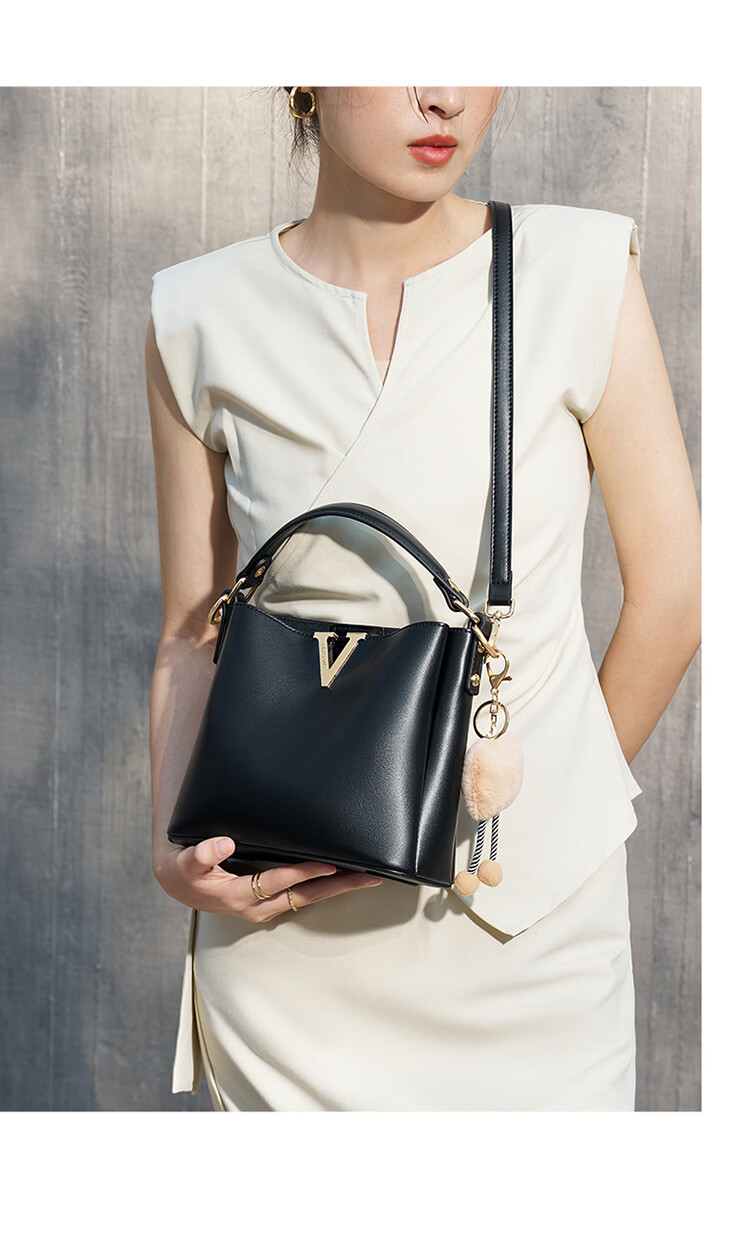 Aokang Women's Trendy Cowhide Handheld Bucket Bag Luxury Crossbody Shoulder Bag Birthday Mother's Day Gift for Mom and Wife 15