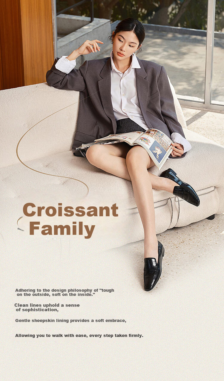 Le Saunda Spring Summer Croissant Family Elegant Low Heel Loafers Women's Leather Shoes 13001 Black BKR 37 1