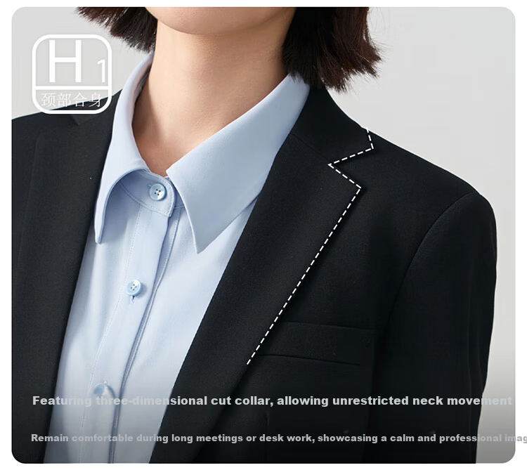 Miss Bird Navy Blue Formal Suit Women's Professional Petite Interview Outfit High-End Blazer 2