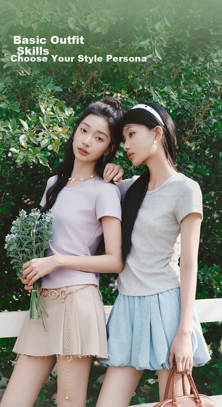 Semir Chen Duling Women's Short Sleeve T-Shirt Summer 2026 Crop Top Round Neck Slim Fit V-Neck Inner Wear 109326100003 6