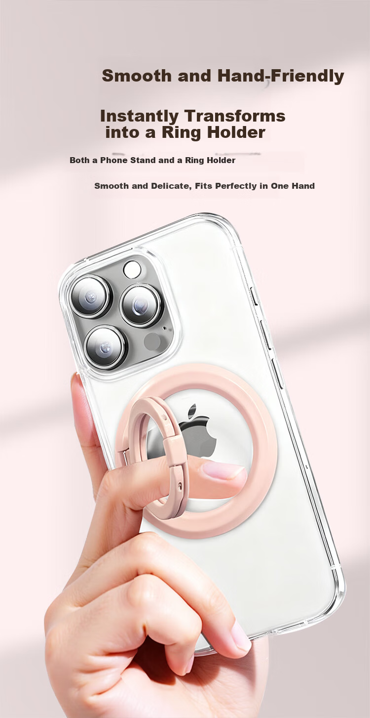 BZBC Dual-Ring Magnetic Car Mount Phone Holder Double-Sided Magnetic MagSafe 360° Rotating Ring Grip Adhesive Fixator 4