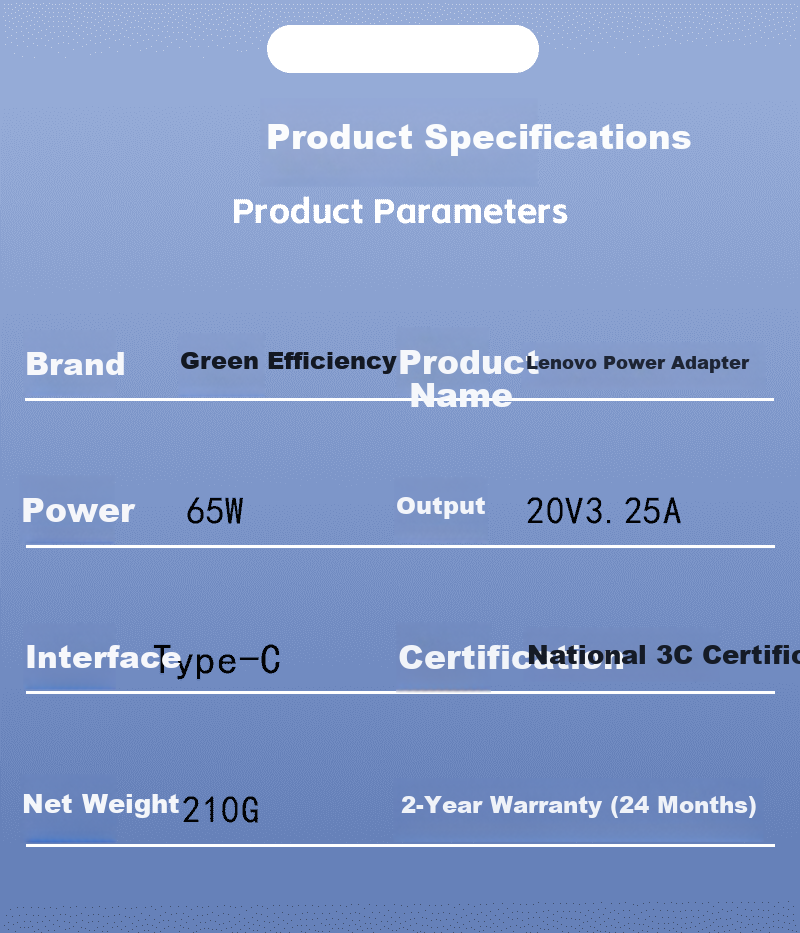 Green Efficiency Compatible Lenovo Huawei Xiaomi Laptop Charger 65W Type-C Power Adapter 20V 3.25A for T470s X13 ThinkPad X1 Carbon 7