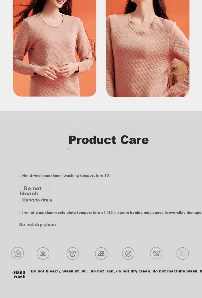 Yiershuang Ai Grass Self-Heating Three-Layer Thickened 100% Cotton Thermal Underwear Set for Women 7A Antibacterial Autumn Top and Bottom 14