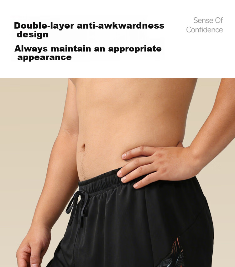 LI-NING Men's Plus Size Swim Trunks, Large Size, Loose Fit Hot Spring Swimwear for Over 300 lbs, Black 5XL 0531 6