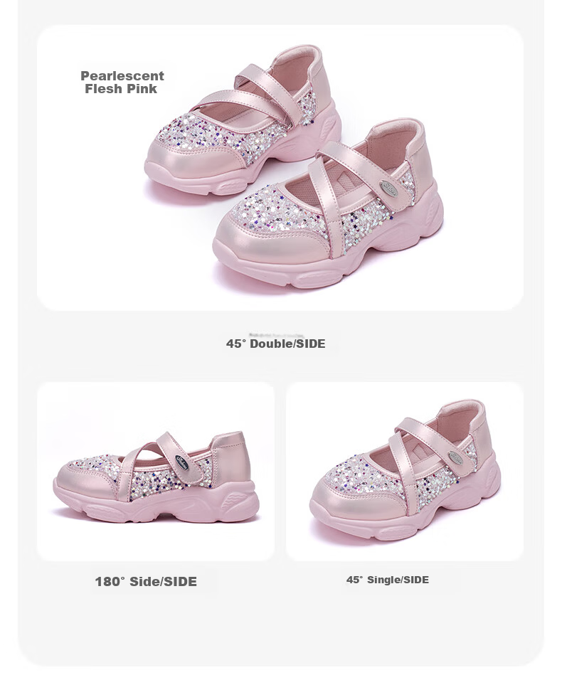 Follow Me Girls' Sports Shoes, Spring And Autumn Soft Sole Non-Slip Breathable Casual Shoes for Children, Pearl Pink, Size 34 11