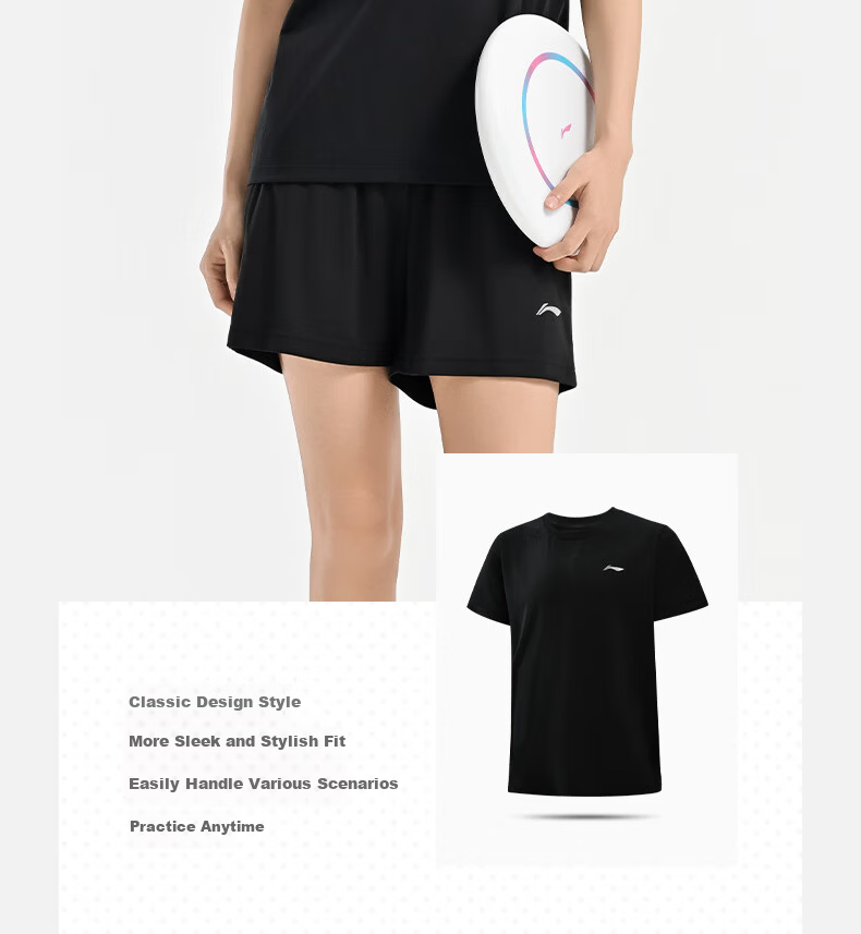 LI-NING Table Tennis Sports Set Unisex Running Short Sleeve Badminton Sportswear Comfortable Quick-Dry Fitness Training Clothes 4