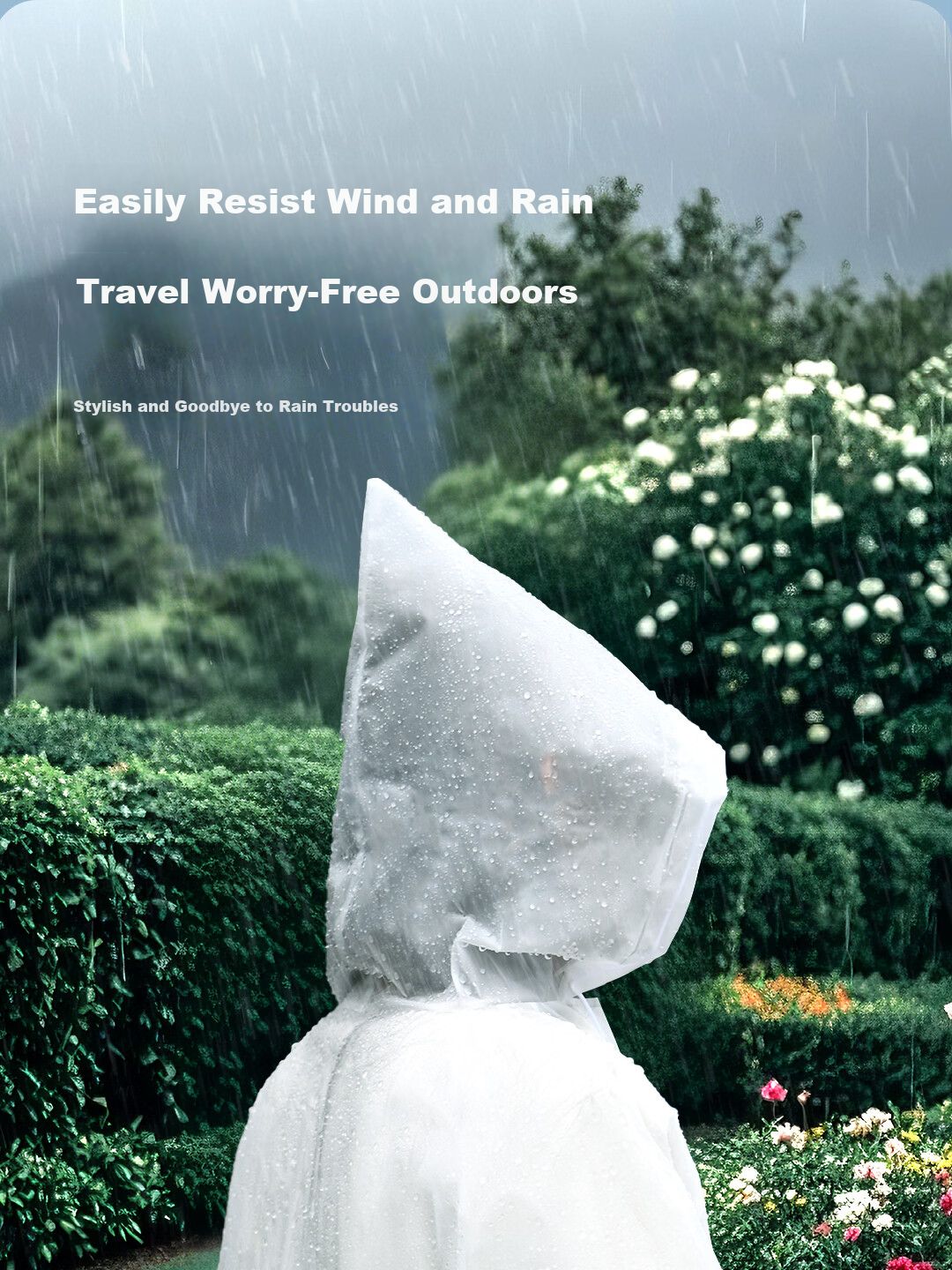 Deli Disposable Thickened Adult Raincoat Rain Poncho Integrated Full-Body Cycling Portable Outdoor Unisex Blue 6