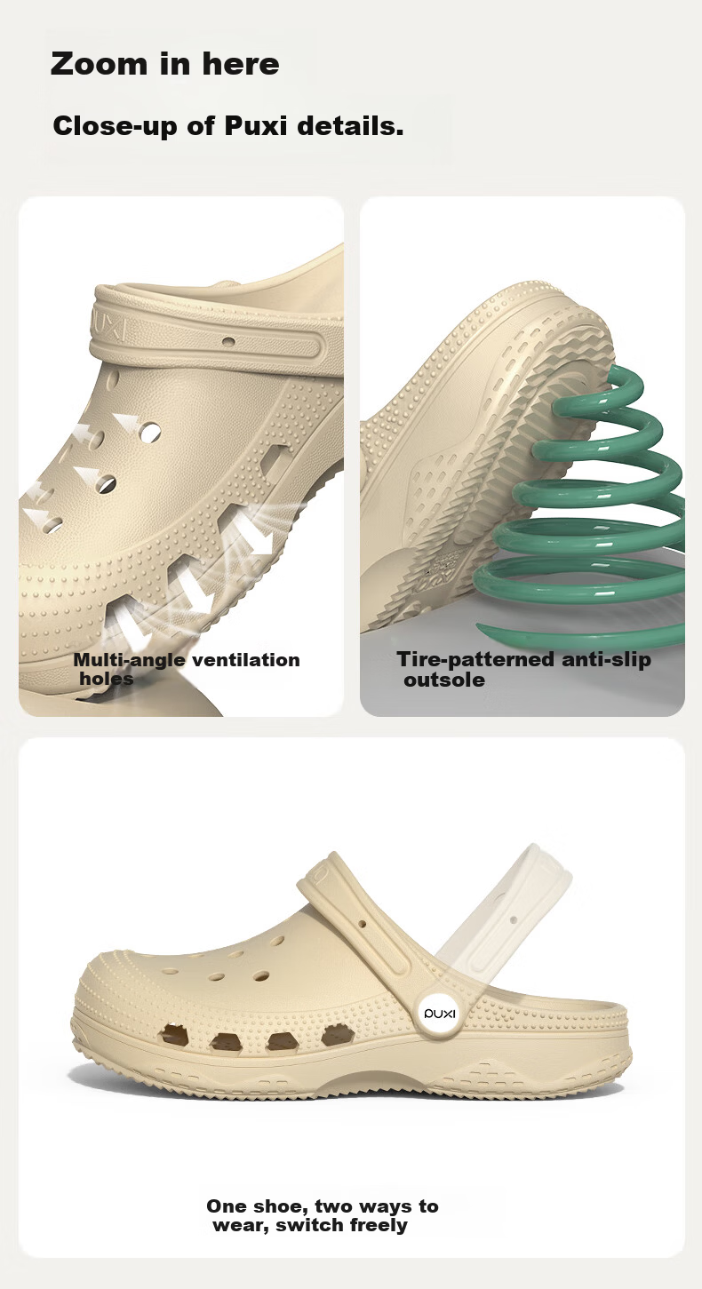 Puxi Women's Summer Thick-Soled Cloud White Slip-On Sandals Non-Slip Beach Shoes for Couples Size 39-40 11