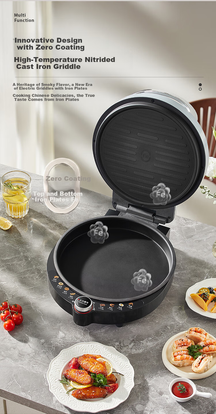 Liven Stainless Steel Electric Griddle for Home Use, Non-Coated, 38mm Deep, 1800W Double-Sided Heating, Pancake Maker, Uncoated Electric Frying Pan, Breakfast Machine LR-B3097 4