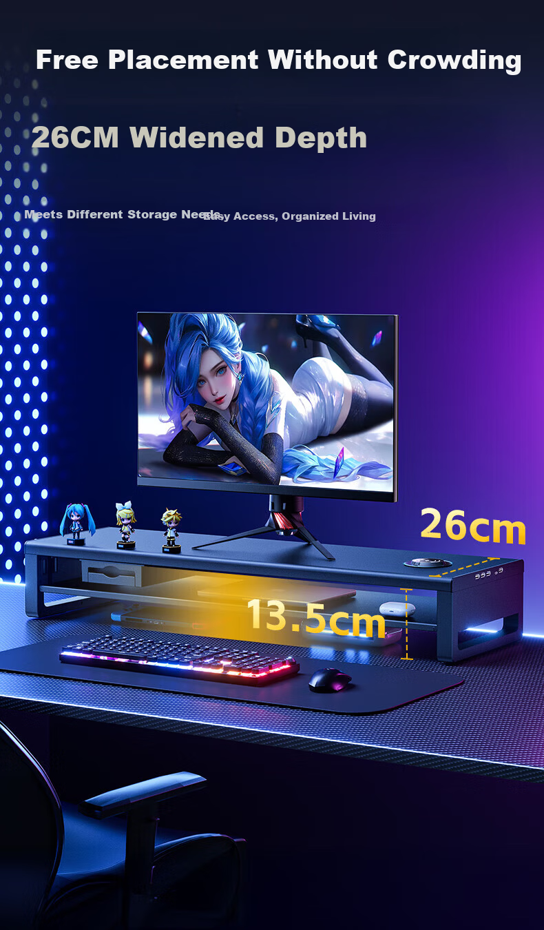 Sonaimo Monitor Riser Dual-Layer Desktop Stand Multifunctional Screen Elevation Base with USB 3.0 Hub 14