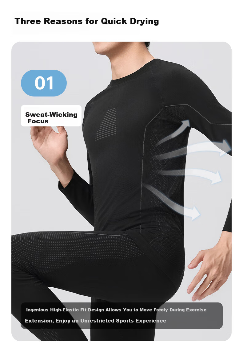 LangSha Ski Quick-Dry Thermal Underwear Set Unisex Functional Antibacterial Breathable Moisture-Wicking Autumn Top and Bottom Set 10A 5