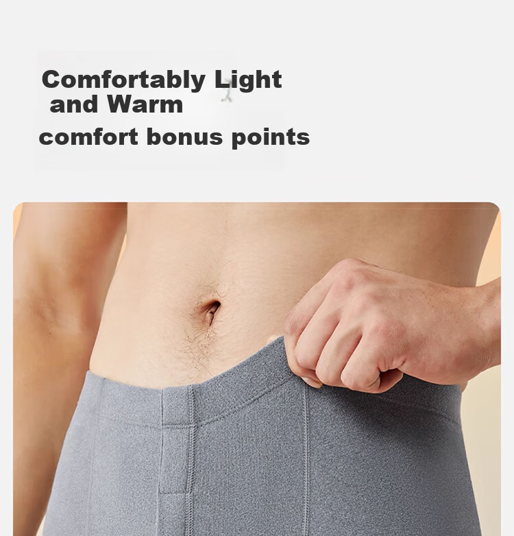 LangSha Men's Thermal Underwear Wool Silk Adjustable AB Side Comfortable Breathable Antibacterial Heating Thin Base Layer Pants Winter 14