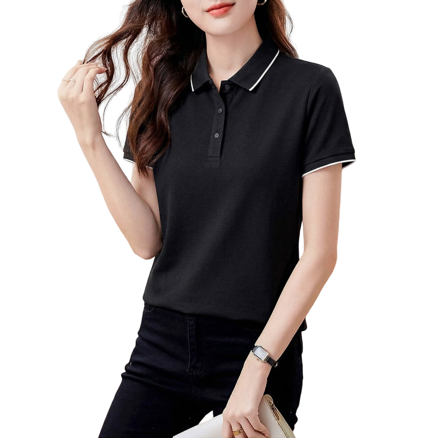 TUCANO Women's Short Sleeve T-Shirt Lenzing Lyocell Cool Breathable Quick-Dry Business Polo Shirt Navy XL