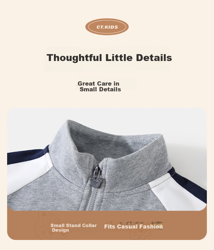 Classic Teddy Kids Set Boys Girls Jacket and Pants 2-Piece Mid-Child Spring Casual Sports School Style Dark Blue Size 90 3