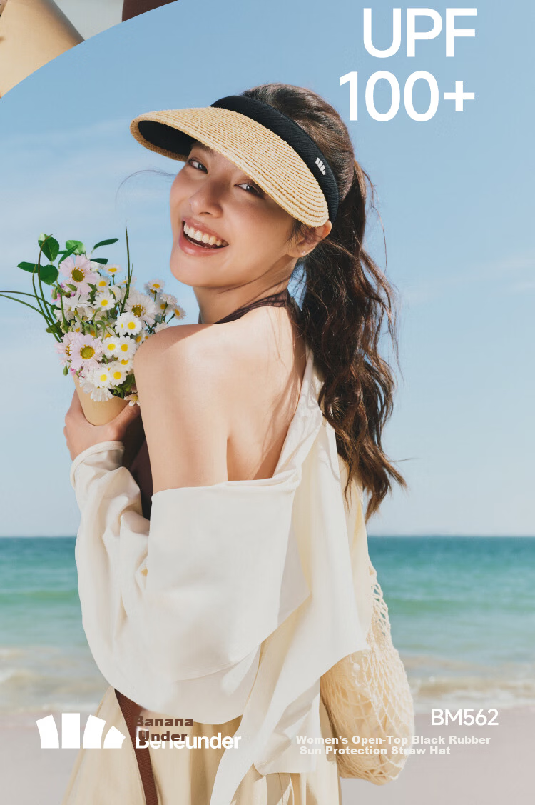 Beneunder Sun Hat Straw Hat UV Protection Women's Sunshade Hat Open Top Hat Black Coating BM562 Oak Brown 3