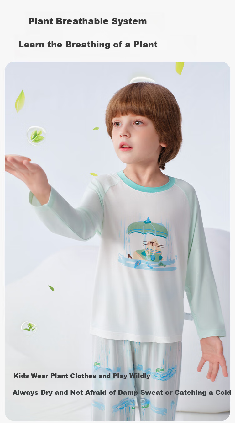 Ying's [Modal Acetate] Boys' Long Sleeve Children's Pajamas Homewear Spring Summer Sweat-Wicking Class A Youth 4