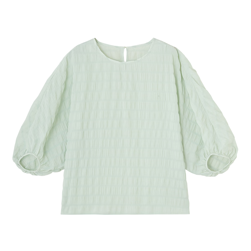 Demana "Ephemeral Dream" Summer Elegant Round Neck Raglan Batwing Sleeve Loose Slim Fit Petite Shirt for Women Premium Feel