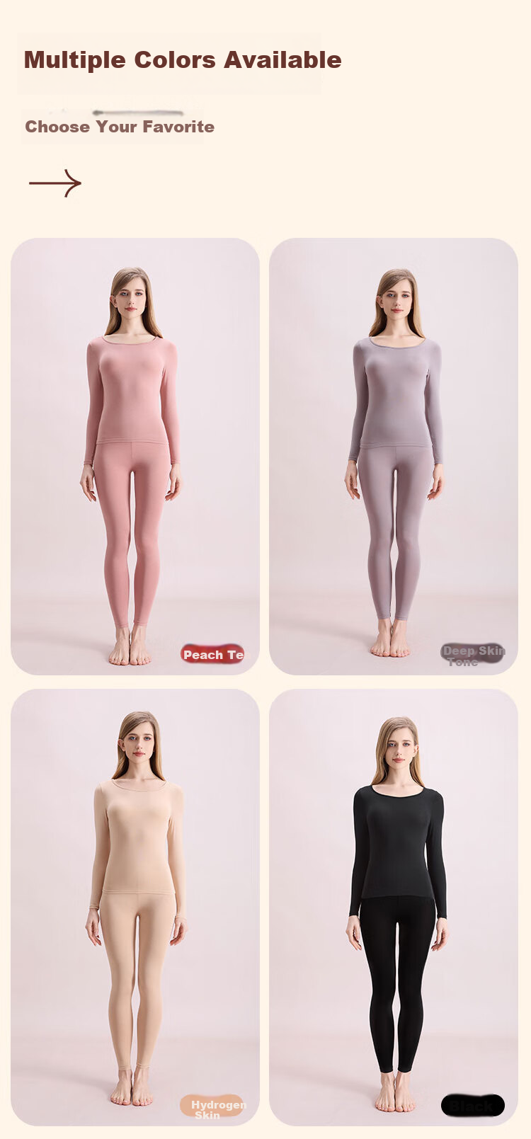 COVER ORANGE Women's Thermal Underwear Modal 7A Antibacterial High Elastic Slim Fit Skin-Friendly Seamless Base Layer Set 17