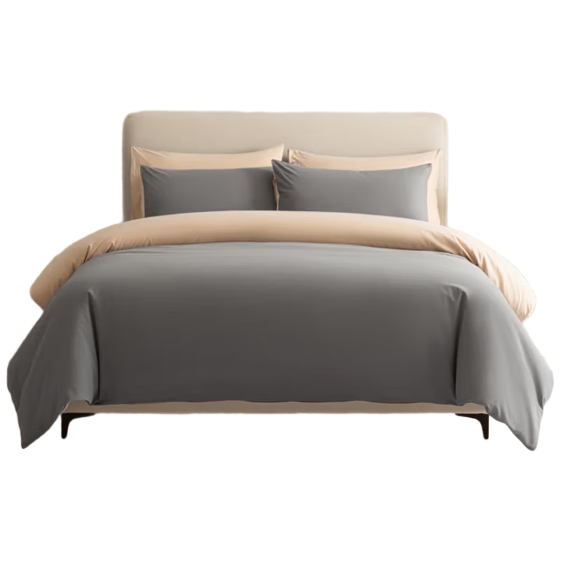 La Torretta Antibacterial Class A Pure Cotton Brushed Duvet Cover, Single Piece, 100% Cotton Single Bedding Cover 150x200cm, Gray Soft Coffee