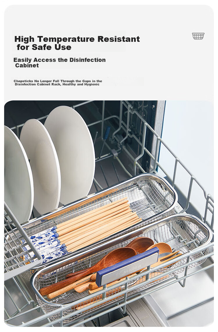 Chuida Huang 304 Stainless Steel Chopsticks Basket Disinfection Cabinet Spoon and Chopsticks Storage Basket Household Drainless Chopsticks Box 4