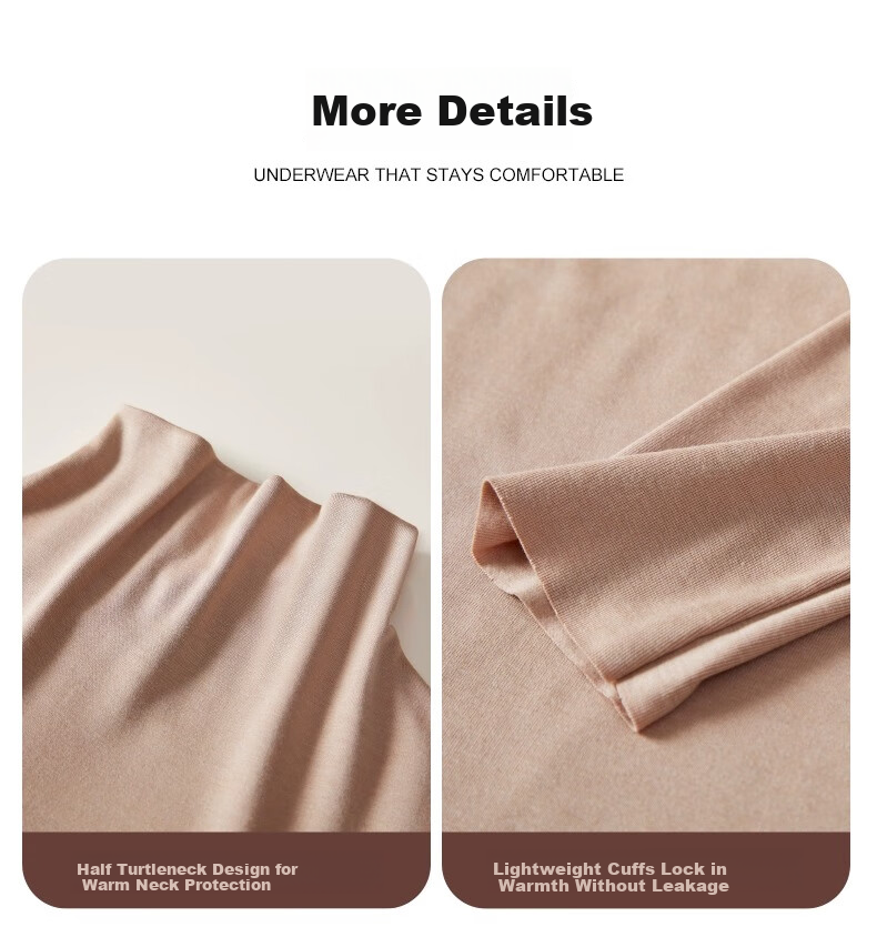 BOPRUIEY Hyaluronic Acid Thermal Underwear Women's Semi-High Neck Base Layer High Elastic Slim Seamless Moisturizing Skin Care Set 20