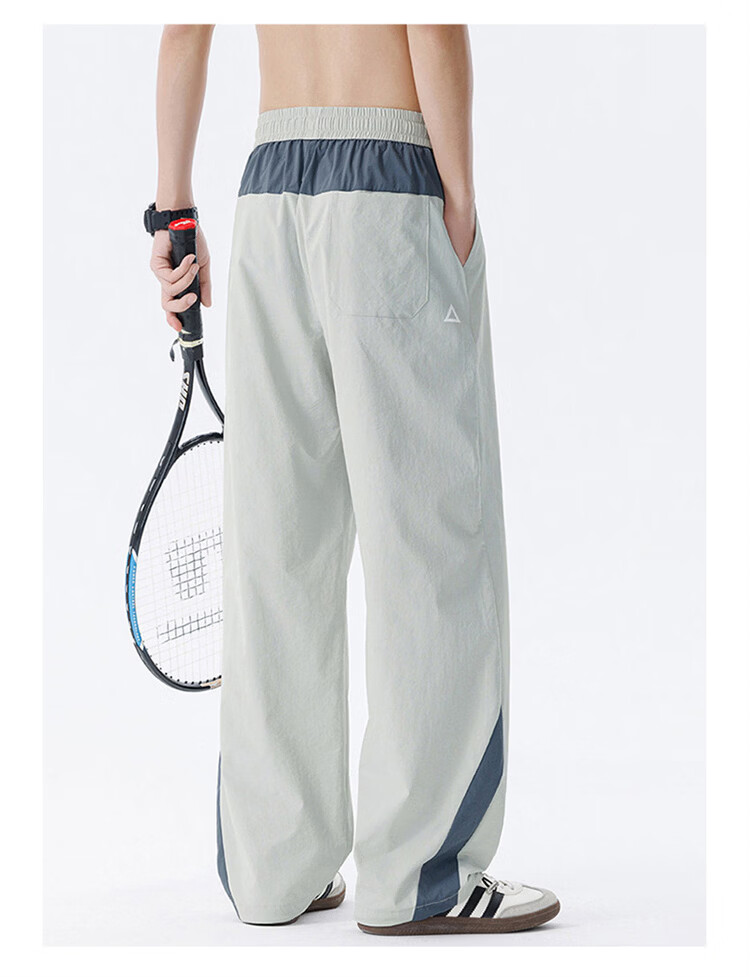 JEEP SPIRIT Men's Colorblock Casual Pants Summer Ice Silk Quick-Dry Outdoor Loose Straight-Leg Trousers Military Green 3XL 13